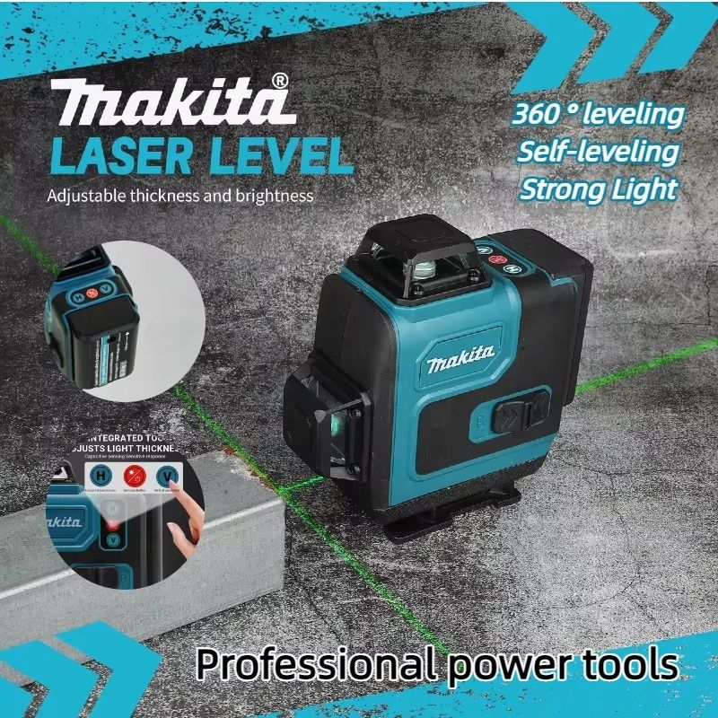 Makita Style 360 Degree Green Self Leveling Laser Level Cordless Cross Line with Wall Mount Bracket