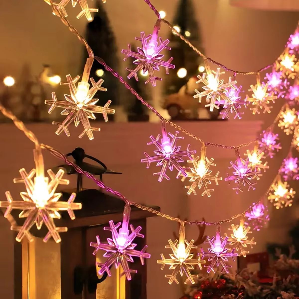 WinterGlow LED Christmas Snowflake String Light – Indoor & Outdoor Hanging Decorative Fairy Lights
