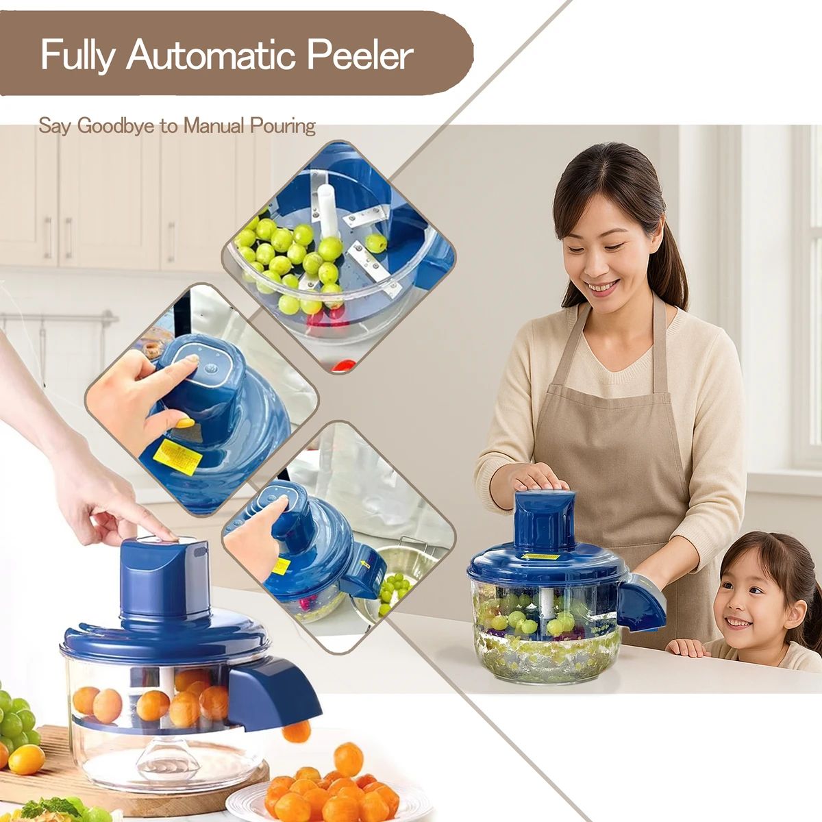 Rechargeable Electric Grape Peeler for Grapes, Cherry Tomatoes, and Garlic