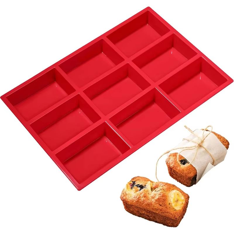 9 Cavity Silicone Mini Loaf Pan for Bread, Cornbread, and Small Batch Baking