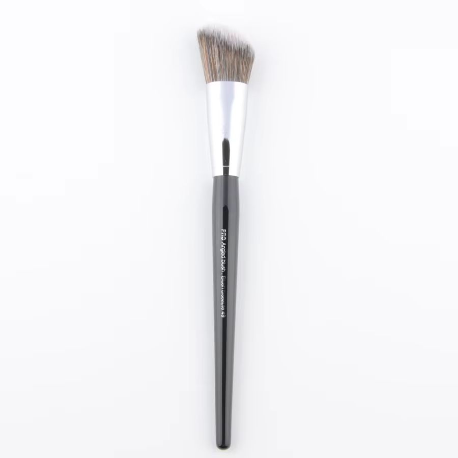 Pro Angled no.49 Blush Brush with Wood Handle - Precision Angled Makeup Brush for Powder, Contour & Blending
