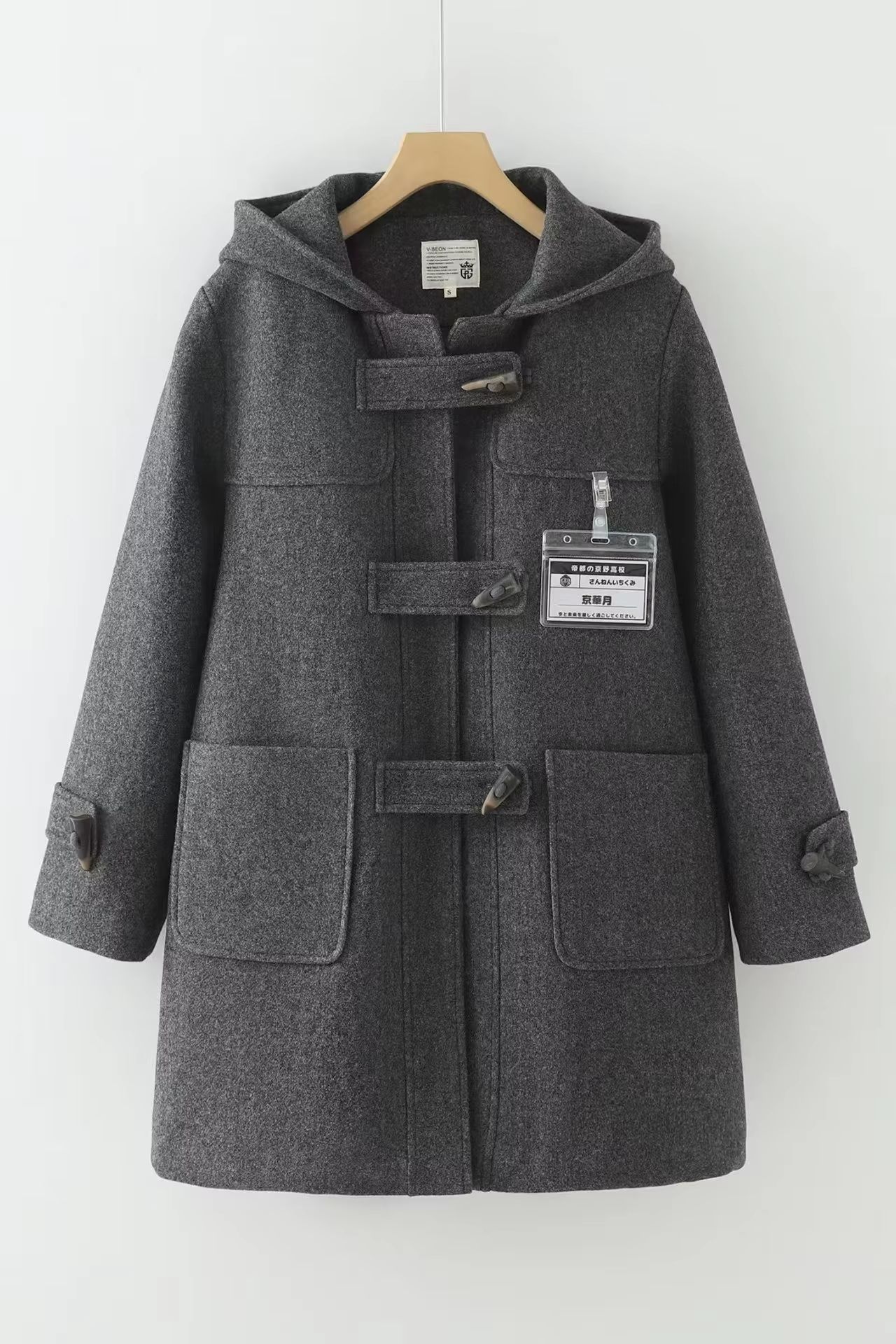 Winter Navy Collar Preppy Style Wool Coat for Women – Elegant Long Women's Winter Peacoat