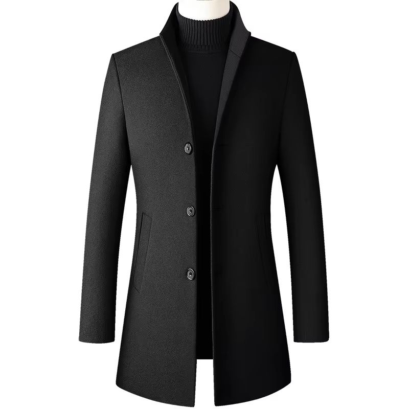 Oversized Men's Wool Pea Coat – Classic Men's Wool Overcoat Business Casual Winter Jacket (4XL)