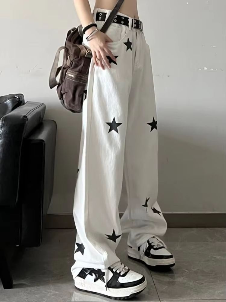 Y2K Wide Leg Baggy Jeans Women High Waisted Harajuku Streetwear Jeans Vintage Y2K Baggy Jeans