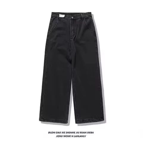 Vintage Y2K Totem Print Baggy Jeans High Waist Wide Leg Streetwear Jeans Retro Hip Hop Loose Denim Pants