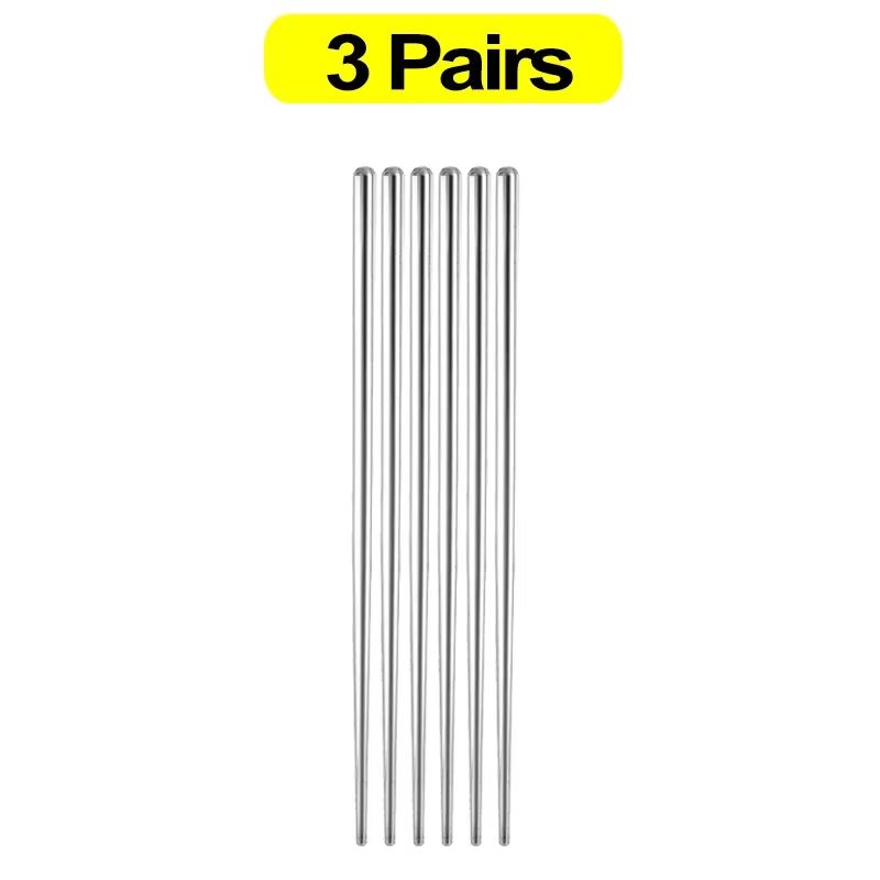 30 Pairs Stainless Steel Chopsticks Non Slip Reusable Metal Dining Set