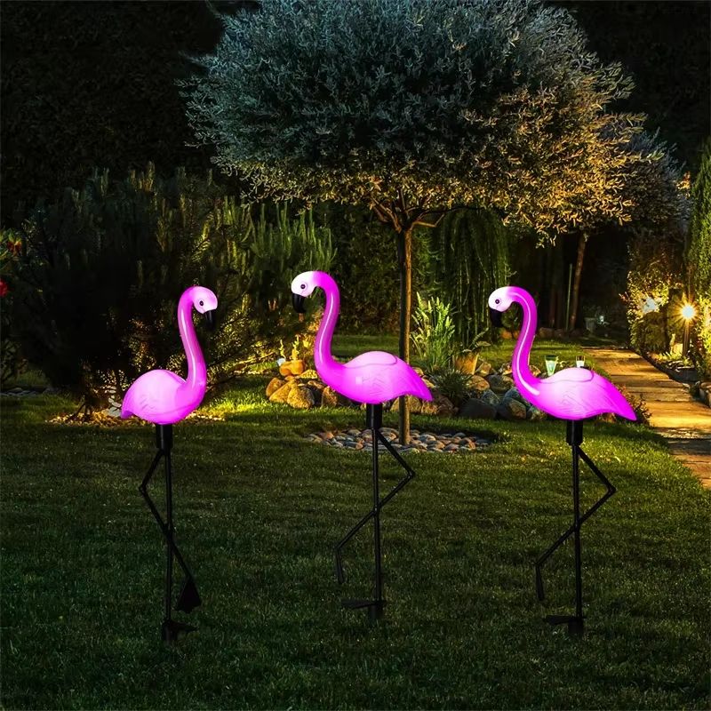 Solar Flamingo Garden Stake Lights Waterproof LED Outdoor Pathway Decor