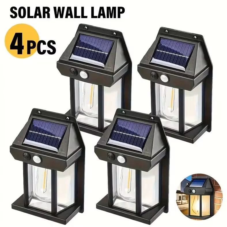 Solar Motion Sensor Wall Lantern Waterproof Outdoor Garden Light