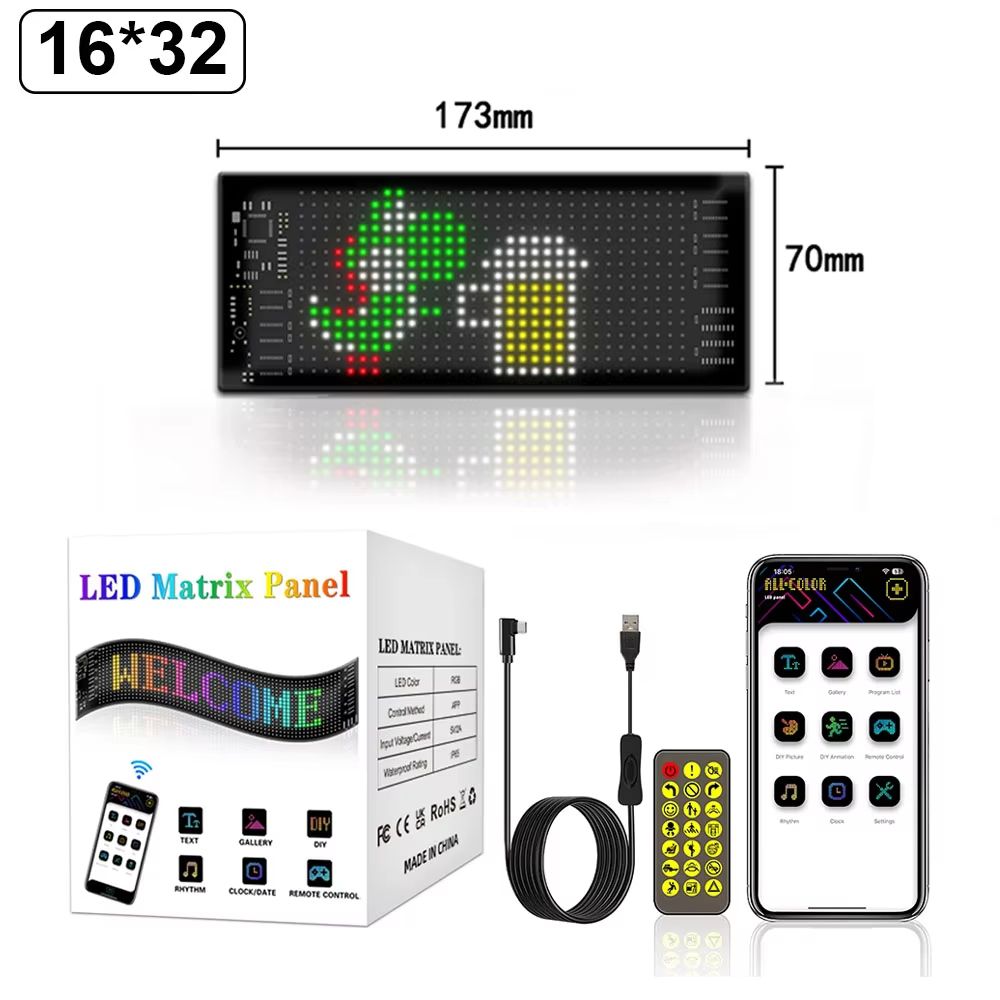 Bluetooth App Controlled RGB LED Matrix Car Display Custom Scrolling Message Panel