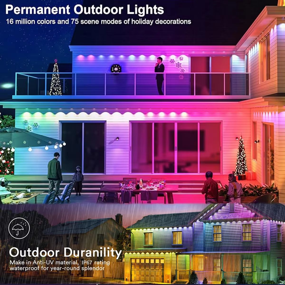 Smart RGB Eave Lights Permanent Outdoor LED String for Home Decor
