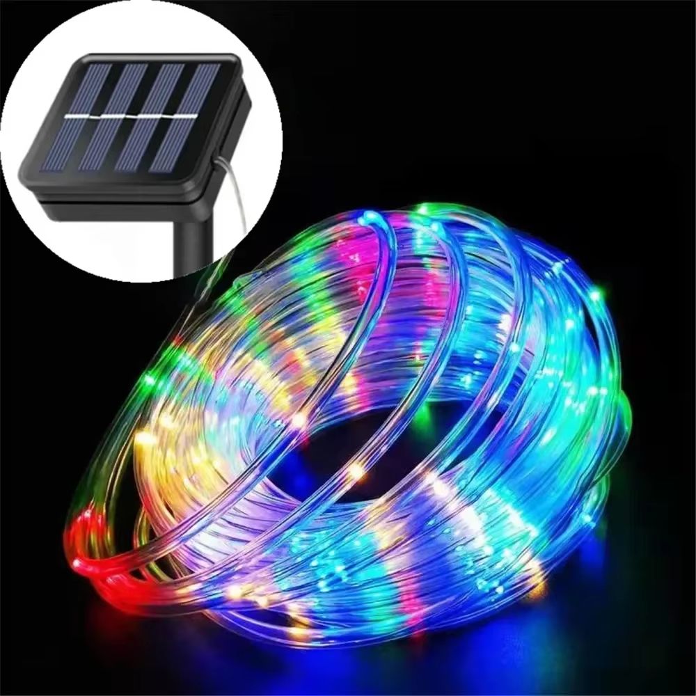 Solar LED Tube String Lights Waterproof Outdoor Garden Party Decor