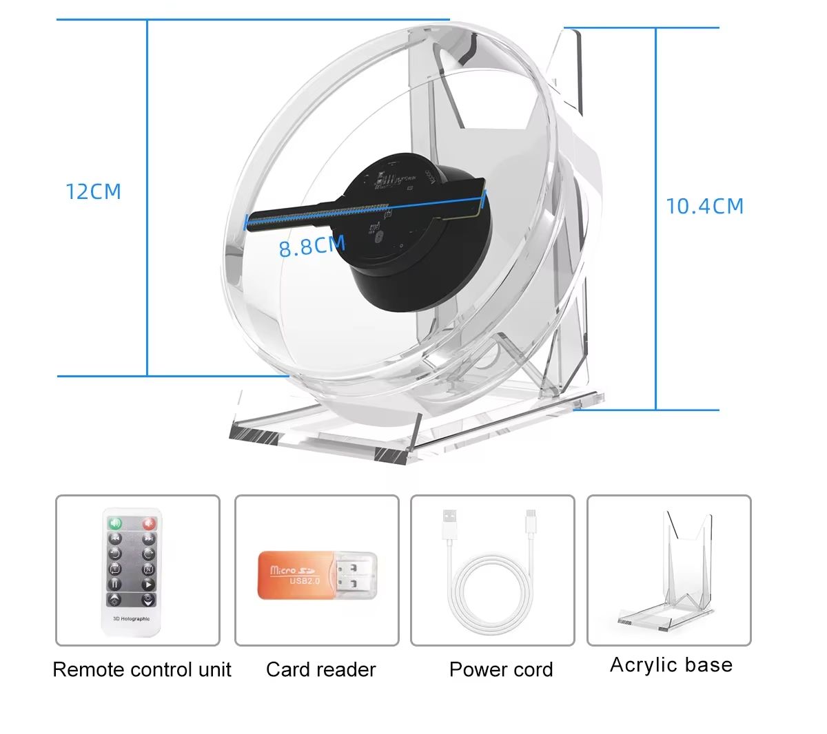 4.72in Mini 3D Hologram Fan USB Advertising Display Light