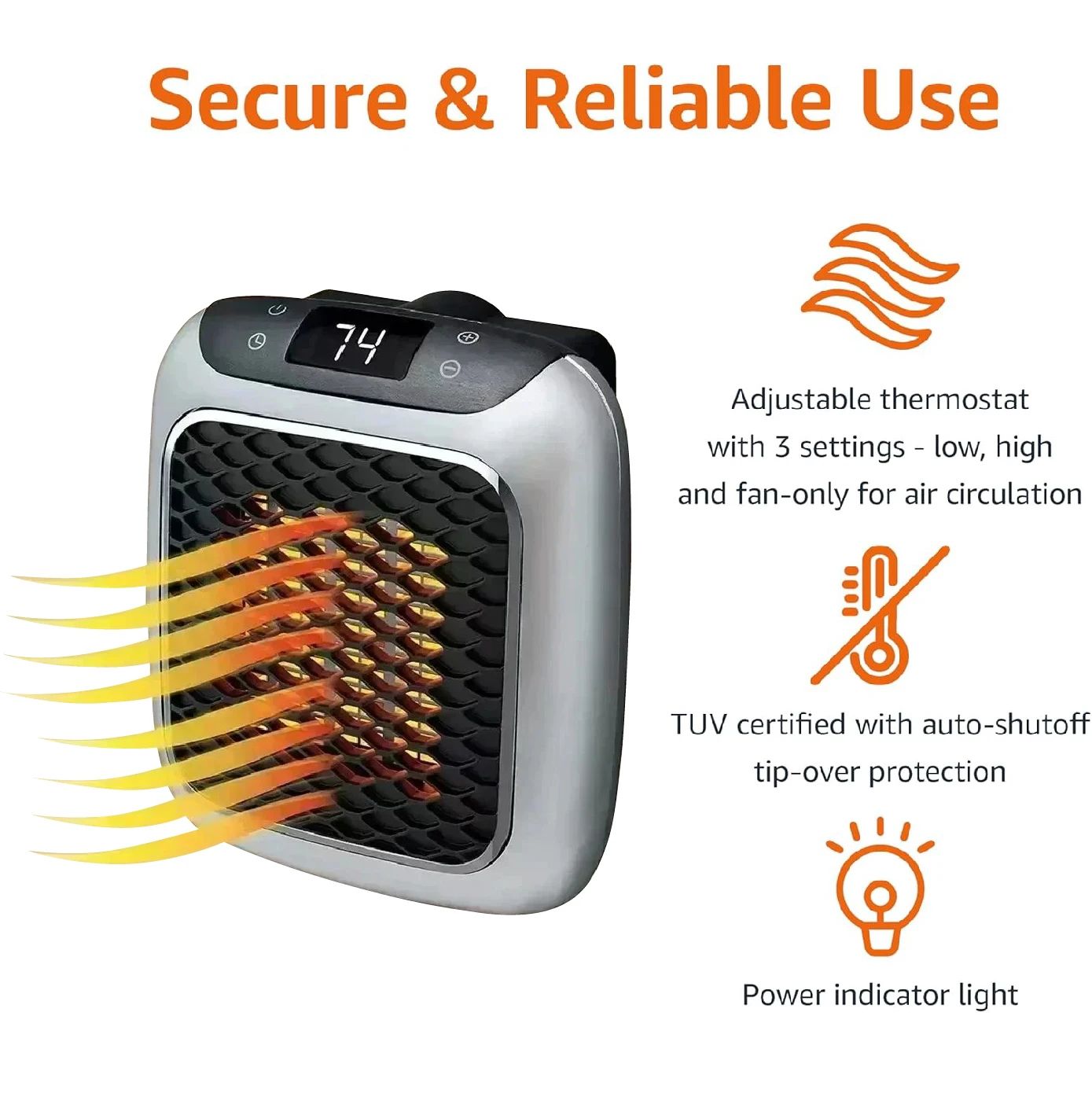 Mini Wall Mounted PTC Ceramic Heater with Remote Fast Heating Fan for Bathroom & Home