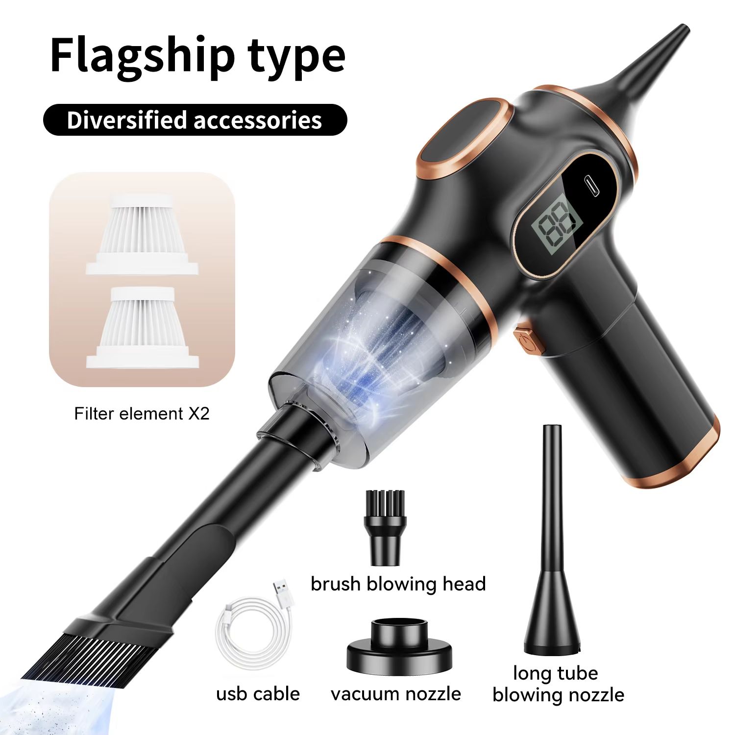 Wireless Mini Car Vacuum Cleaner High Power Portable Cordless Cleaner for Home and Office