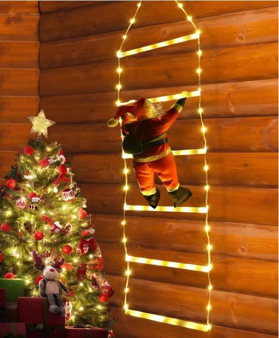 LED Santa Ladder Climbing Light with 8 Modes USB Powered Christmas Decor