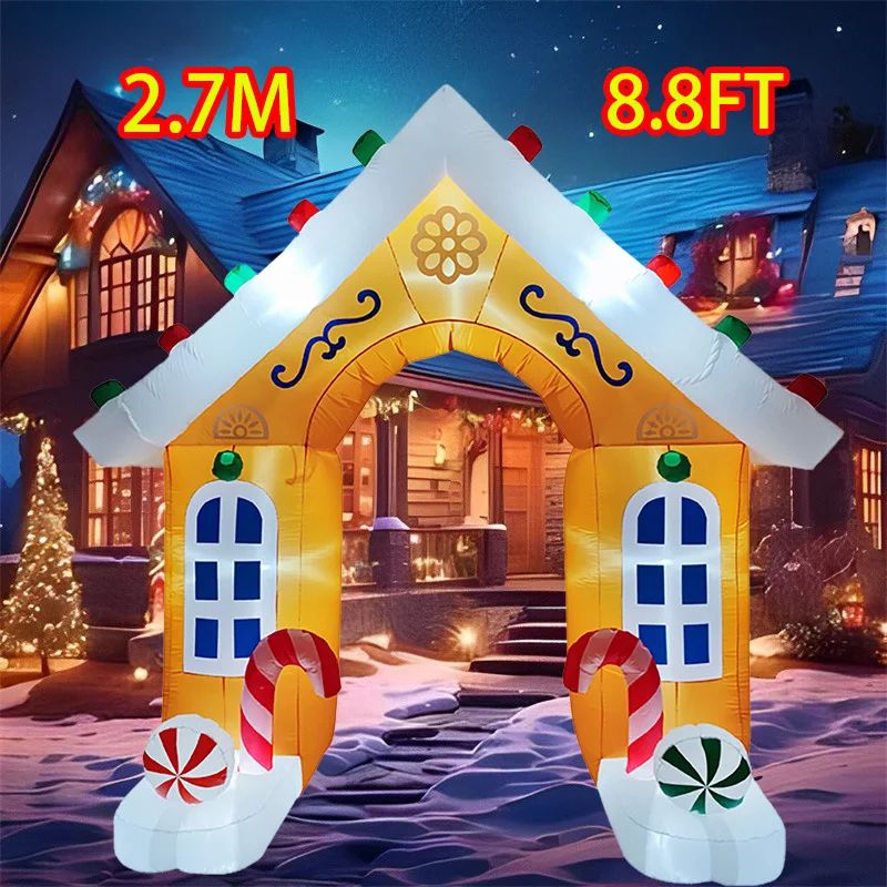 105.9in Christmas Inflatable Archway with LED Lights Outdoor Holiday Entrance Decoration