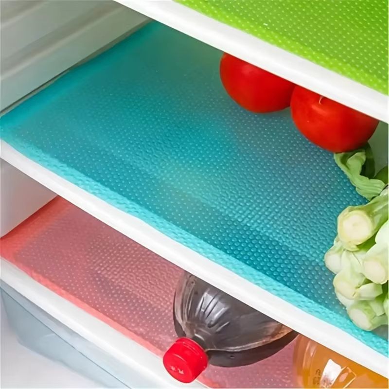 4PCS Waterproof Refrigerator Liner Mats Washable EVA Fridge Shelf Pads Non Slip Cabinet Drawer Protectors