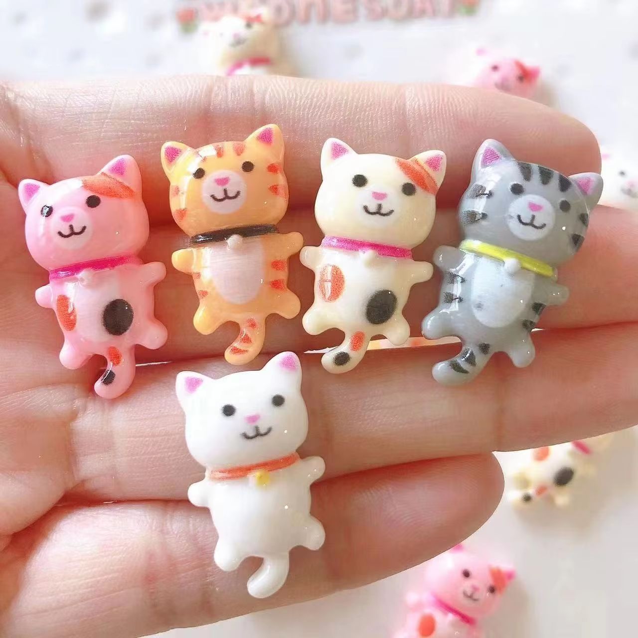 Cute Cartoon Kitten Fridge Magnets Set 5pcs Decorative Magnetic Stickers for Home and Office