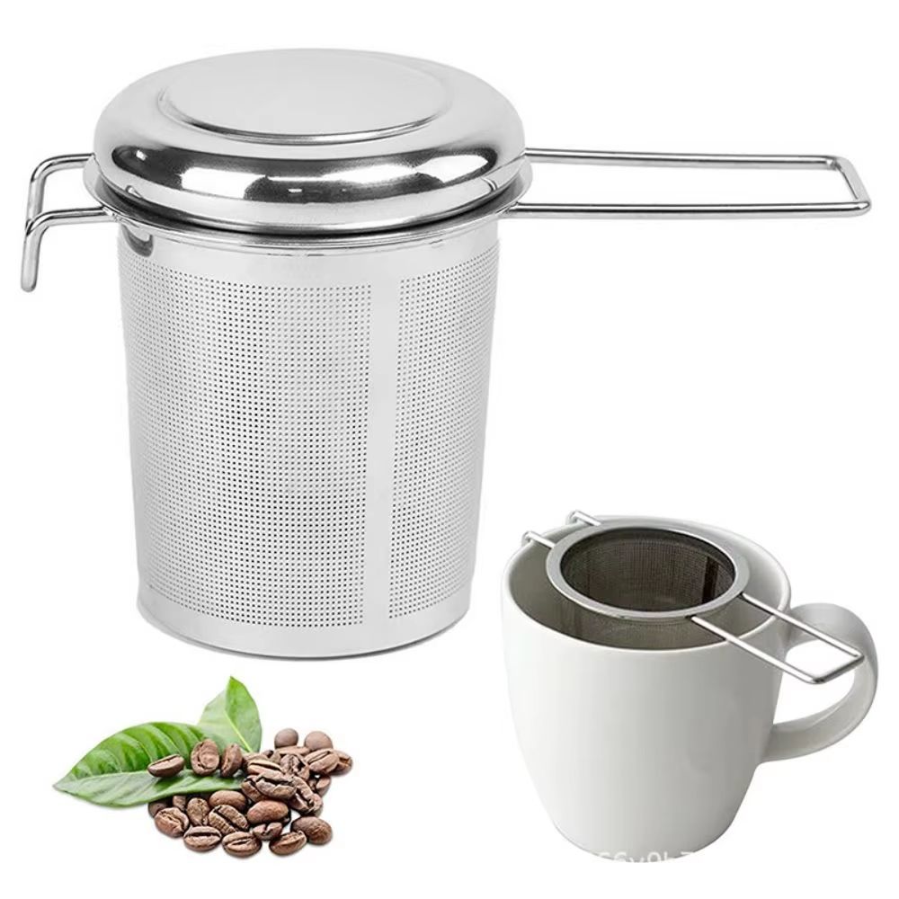 304 Stainless Steel Tea Infuser with Lid and Collapsible Double Handle