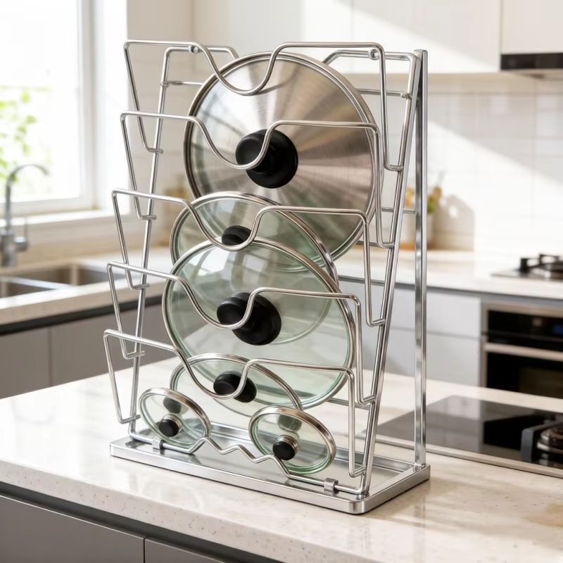 5 Layer Wall Mounted Pot Lid Rack Space Saving Kitchen Organizer