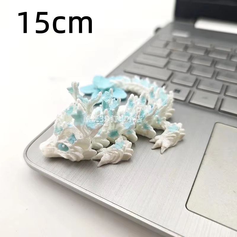 3D Printed Cherry Blossom Dragon Figure – 5.91in / 9.84in Articulated Fantasy Desk Decor Toy