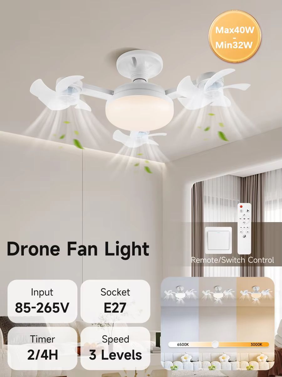 Modern LED Ceiling Fan with Remote - 3-Speed Adjustable Quiet Fan Light for Bedroom & Living Room