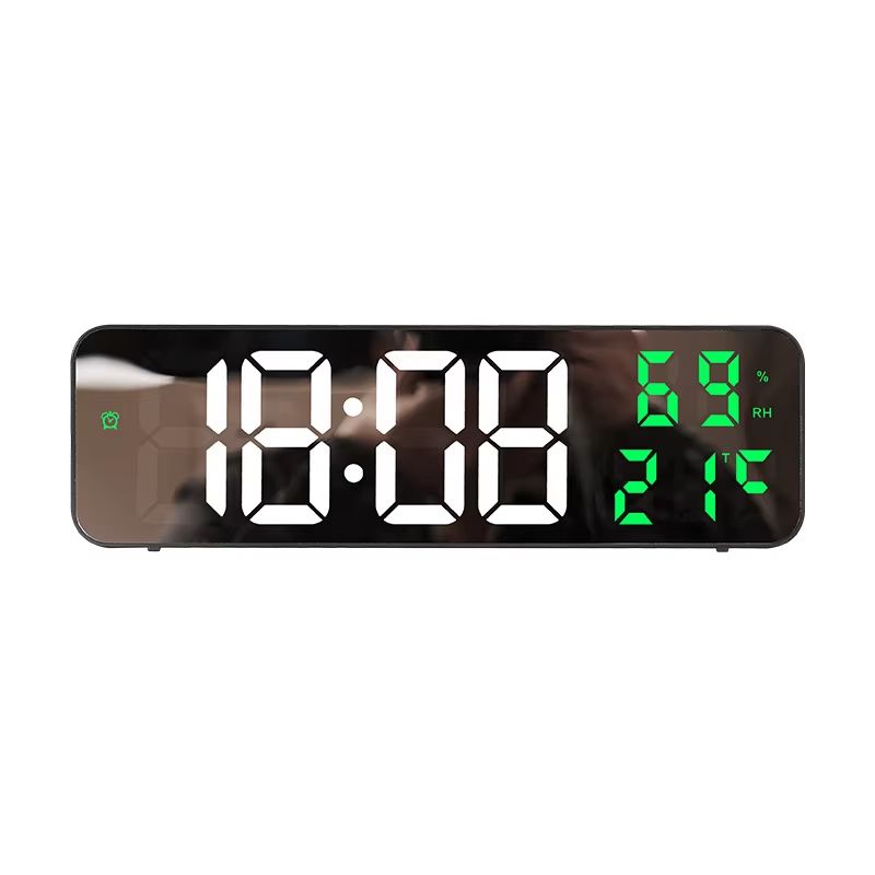 9 Inch LED Digital Wall Clock USB Powered Temperature Humidity Display Alarm Clock