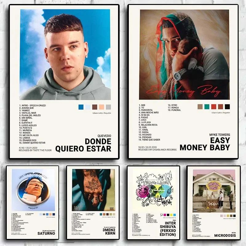 Latin Rapper Album Cover Canvas Poster Wall Art for Aestheti | Inspire ...
