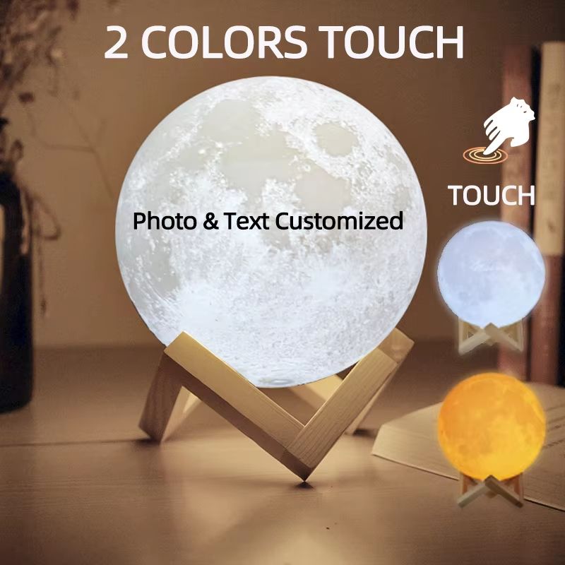 Personalized 3D Moon Lamp Custom Photo LED Night Light Romantic Gift for Home Decor