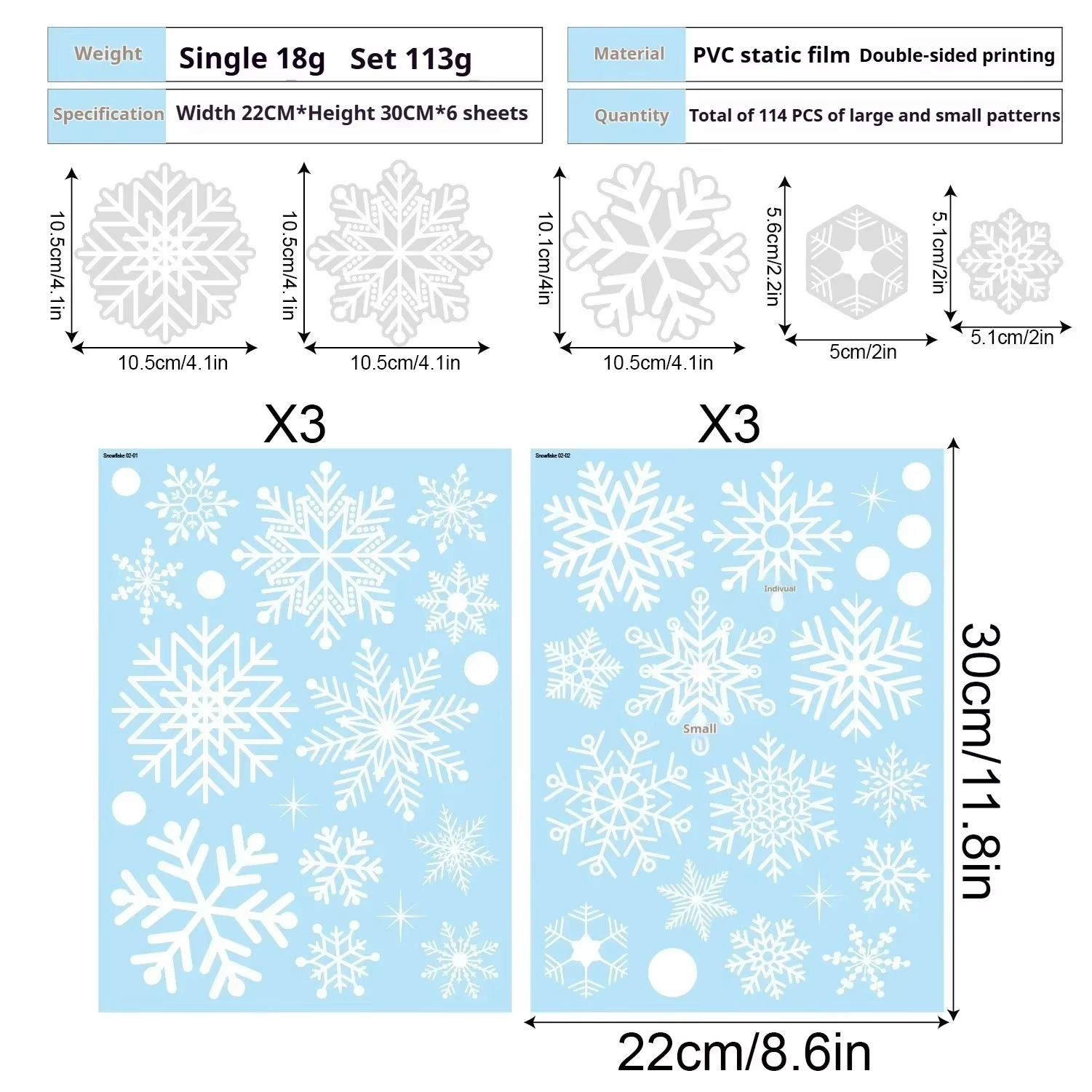 Reusable Snowflake Window Stickers Merry Christmas Wall Decals Winter Holiday Decor