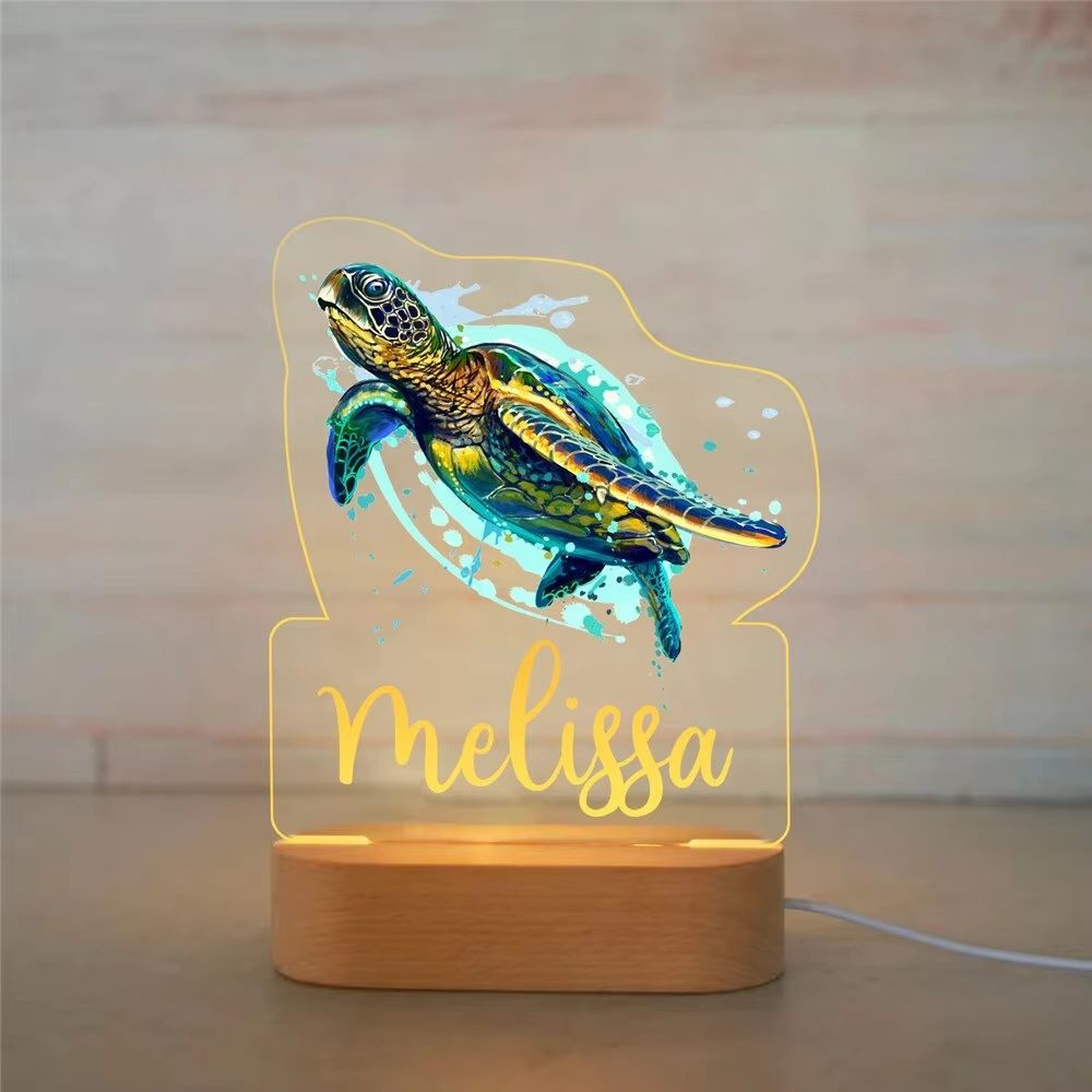Personalized Animal Name Night Light Acrylic LED Lamp for Kids Bedroom