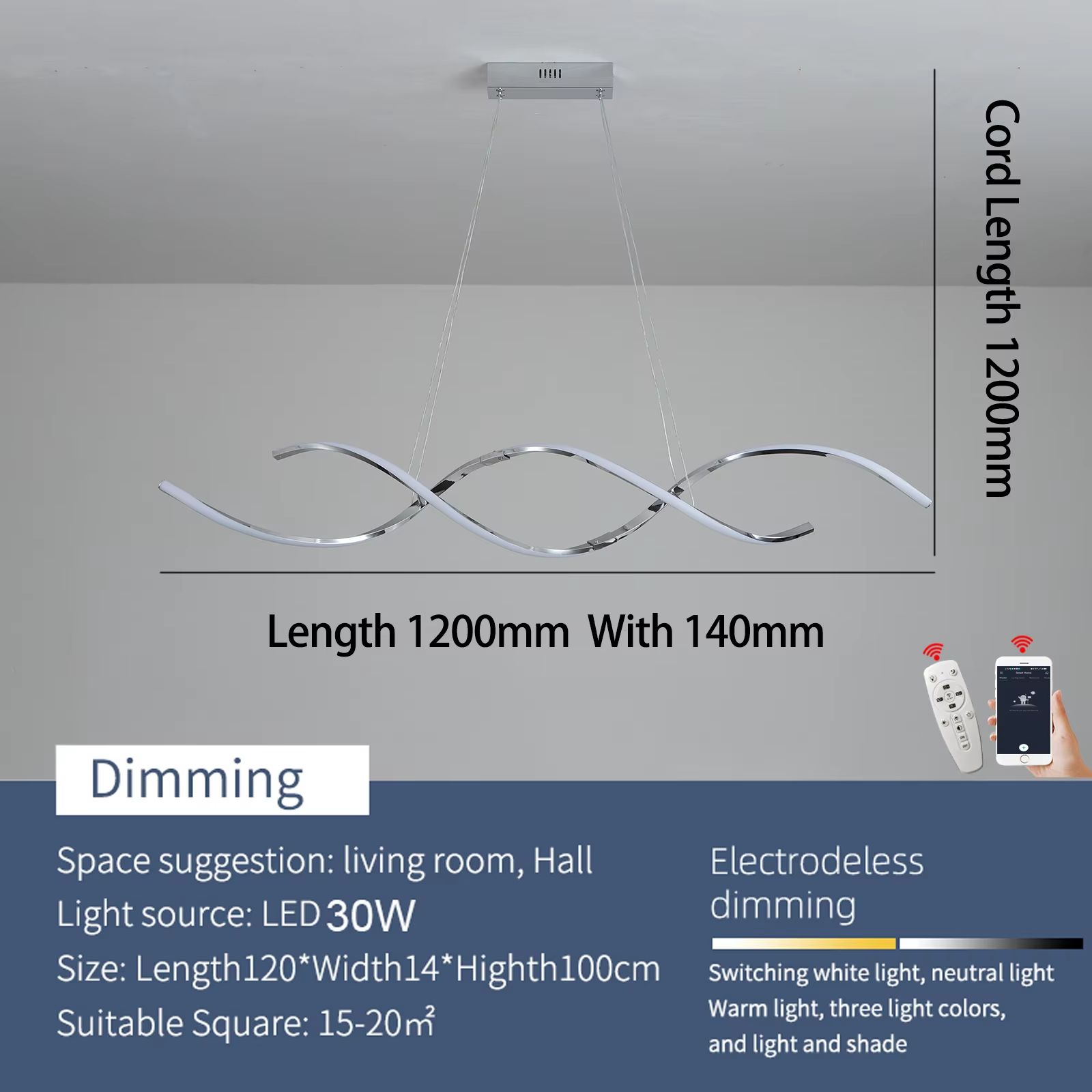 Modern Linear LED Chandelier Minimalist Dining Room Pendant Light Fixture