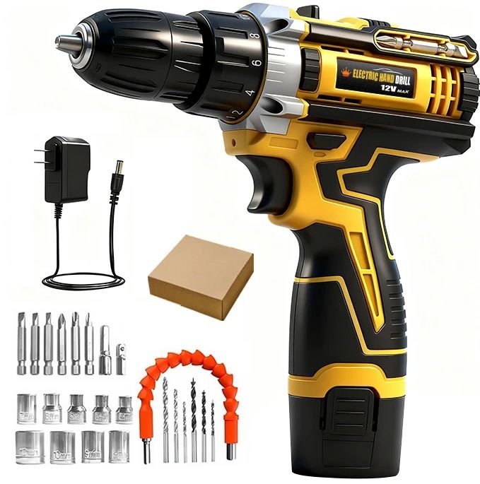 Lithium Cordless Electric Screwdriver Drill Combo Set Portable DIY Home Tool Kit