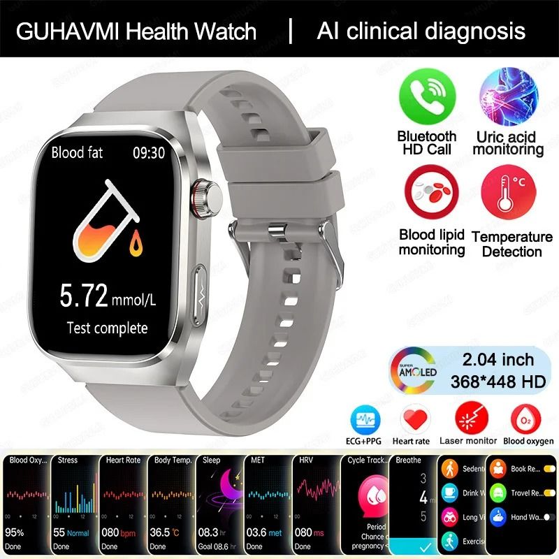 Advanced Health Monitoring Smartwatch with ECG PPG, Uric Acid Tracking and Bluetooth Calling
