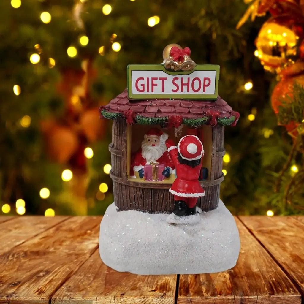 LED Christmas Village House Ornament Musical Light-Up Popcorn House Decor for Table & Office