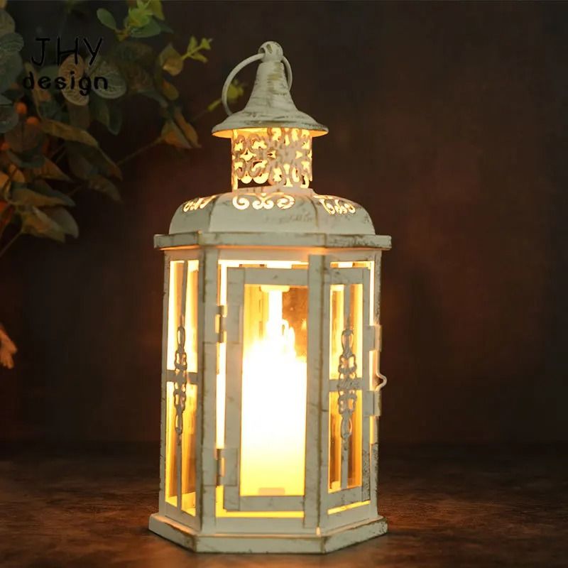 Vintage Hanging Candle Lantern – 10in Metal Decorative Candl