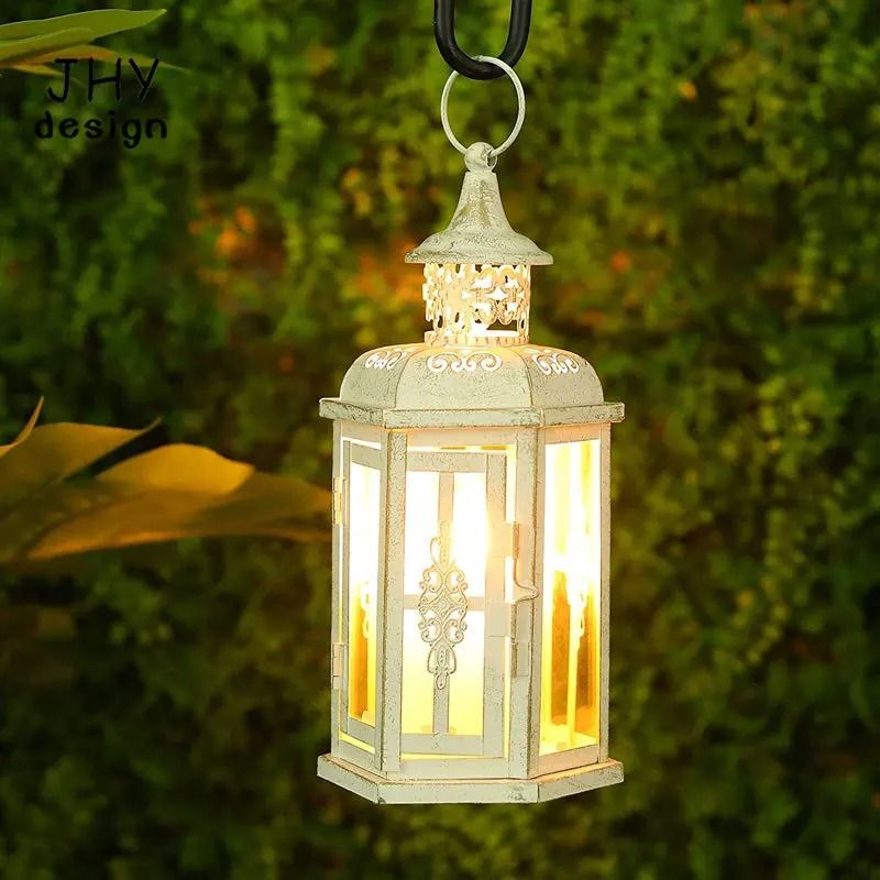 Vintage Hanging Candle Lantern – 10in Metal Decorative Candl