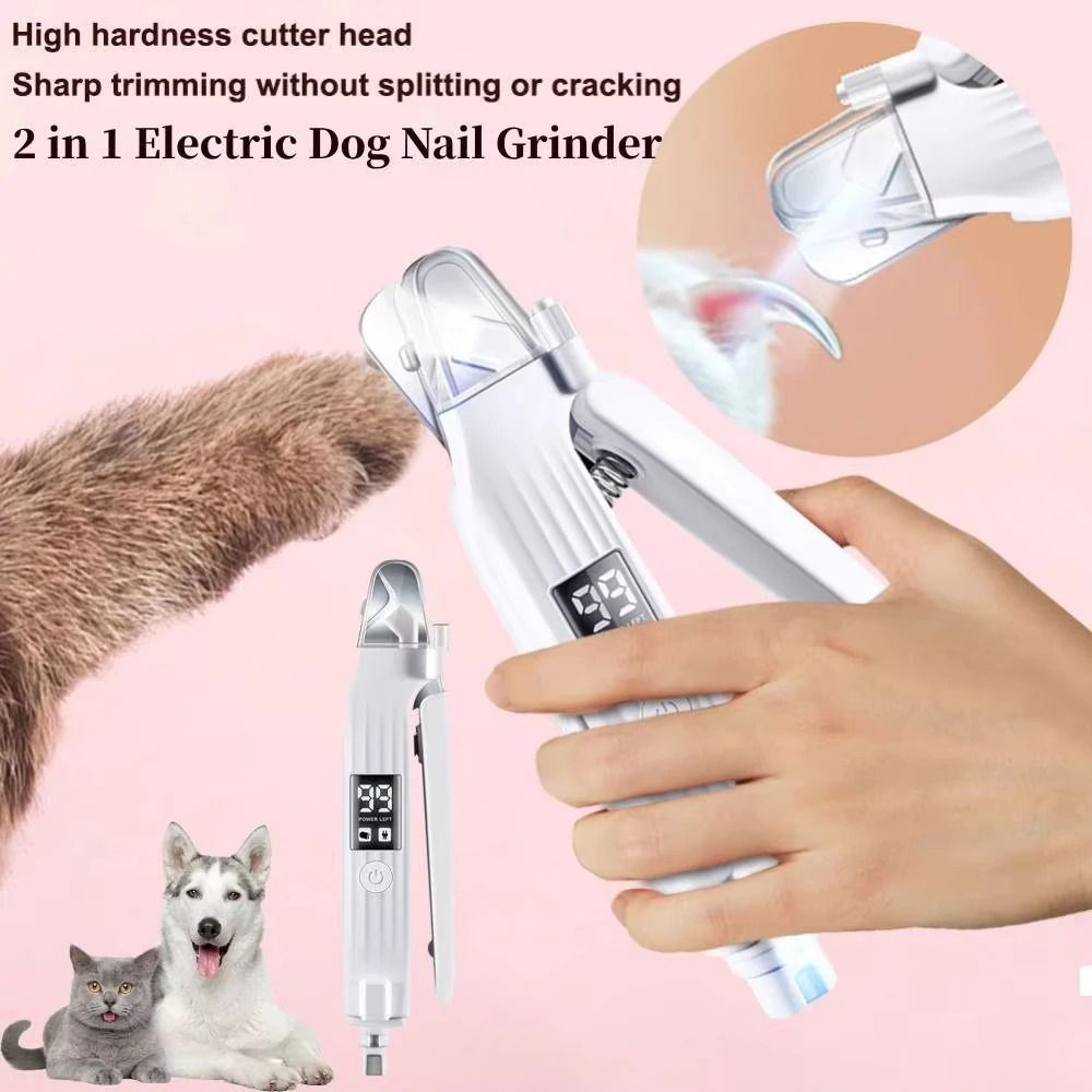 PawCare Pro 2-in-1 Pet Nail Trimmer & Grinder with LED Safety Light