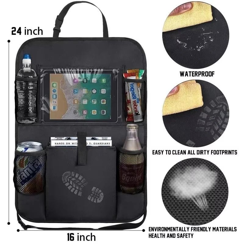 Multifunction Car Backseat Organizer with Touch Screen Tablet Holder & Seat Protector