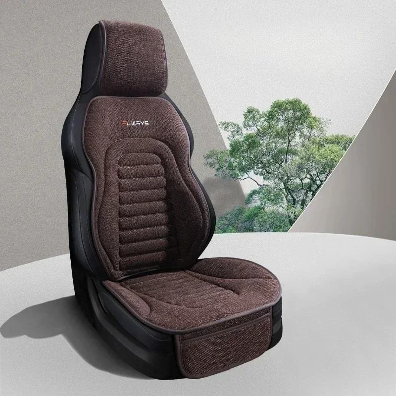 Universal Linen Car Seat Cover Cushion Breathable Anti-Slip Four Season Protector