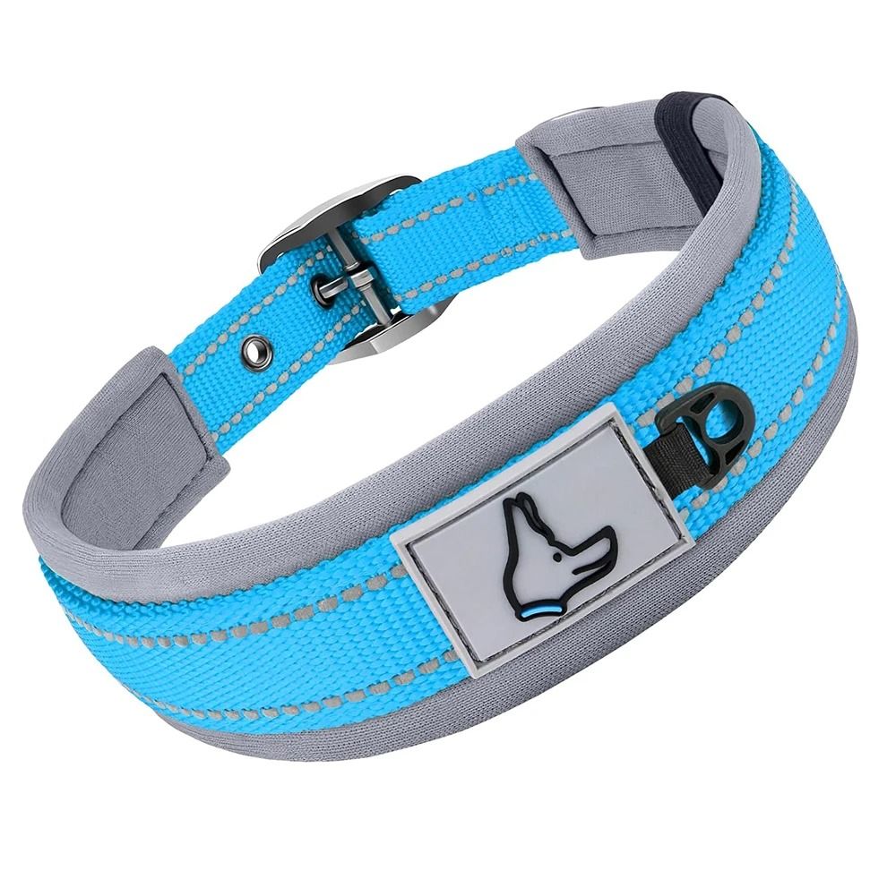 Reflective Padded Dog Collar with Soft Neoprene Lining for Small, Medium & Large Dogs