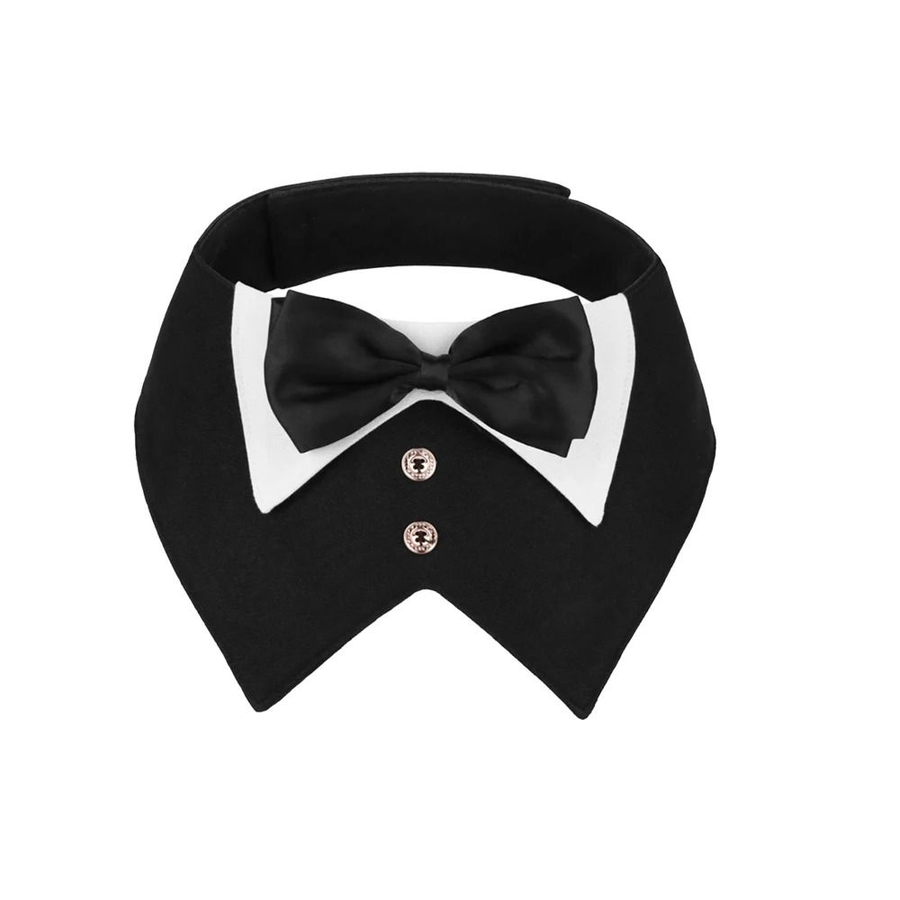 Formal Dog Tuxedo Bandana Collar with Bow Tie for Weddings & Parties