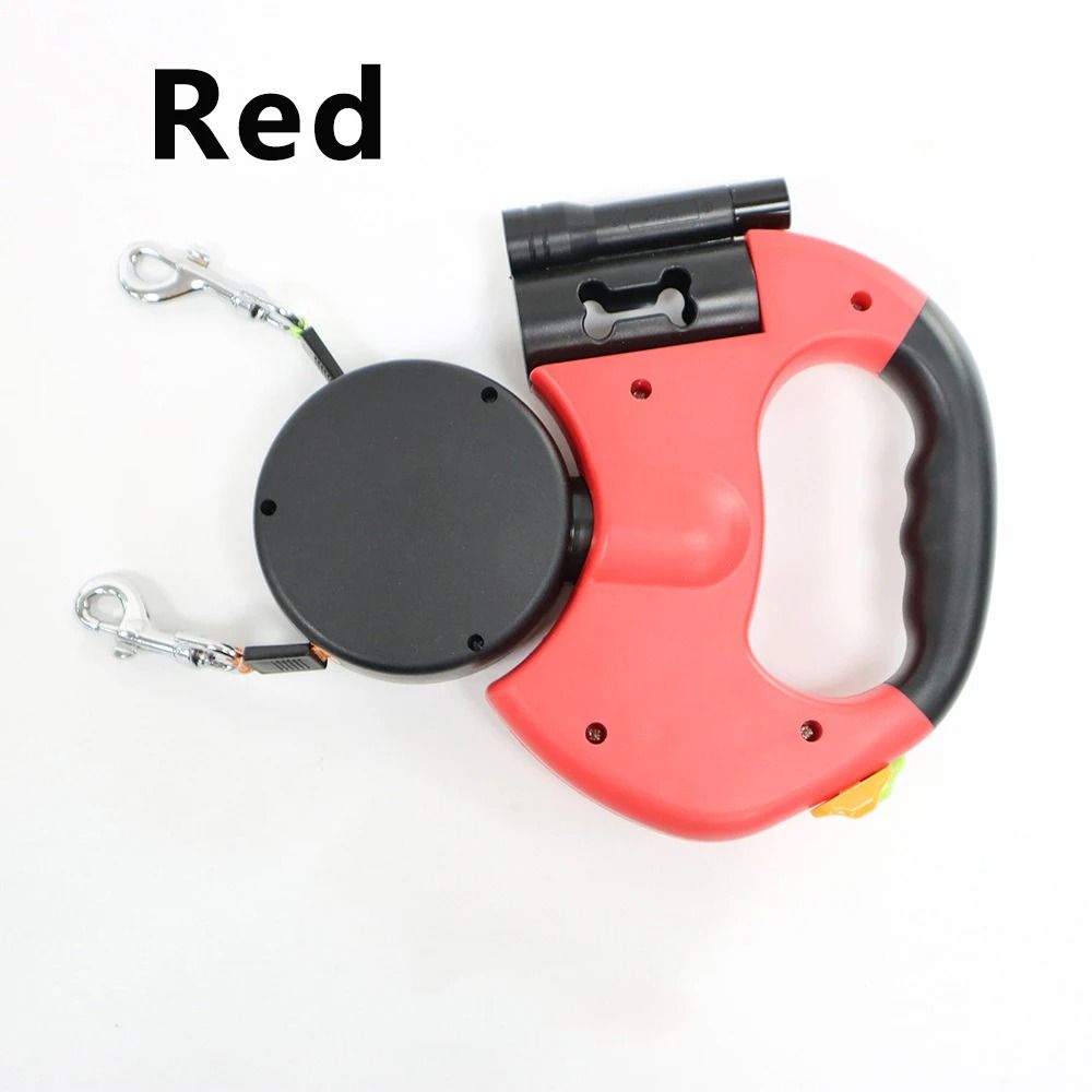3M Dual Retractable Dog Leash with LED Light & Waste Bag Holder