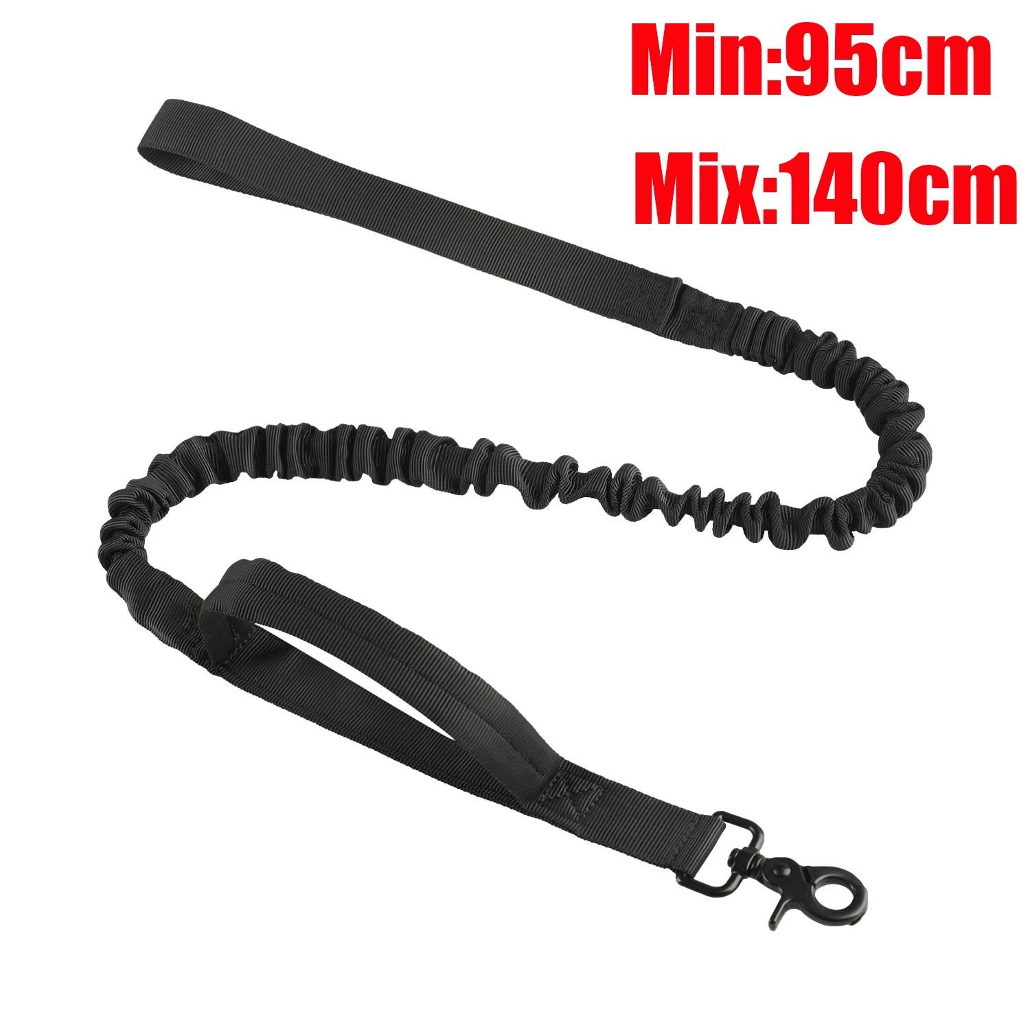 Reflective Tactical Bungee Dog Leash with Car Seatbelt Clip for Large Dogs