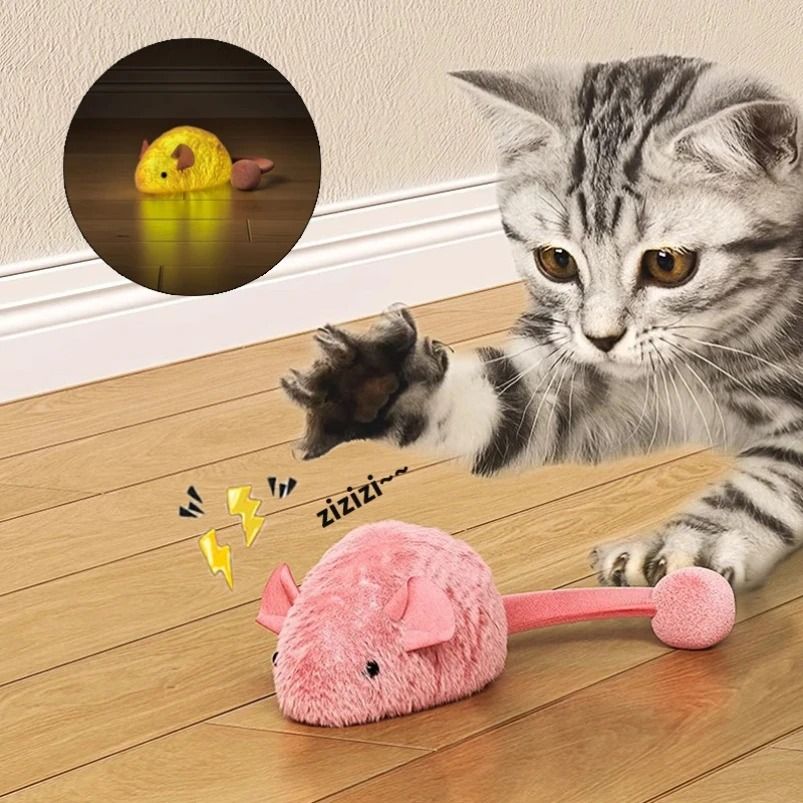 Interactive Luminous Plush Mouse Cat Toy with Catnip