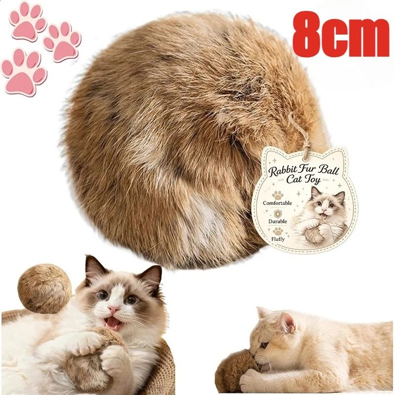 3PCS Interactive Catnip Toy Balls – Rabbit Fur Plush Chasing Toys for Active Indoor Cats