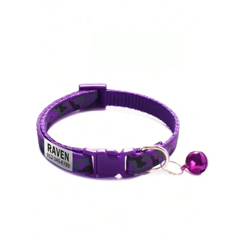 CamoGuard Personalized Pet Collar with Custom Name ID Tag & Bell
