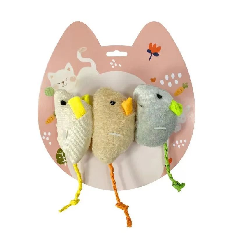 3PCS Plush Mouse Cat Toys – Bite-Resistant Interactive Hunting Mice for Cats and Kittens