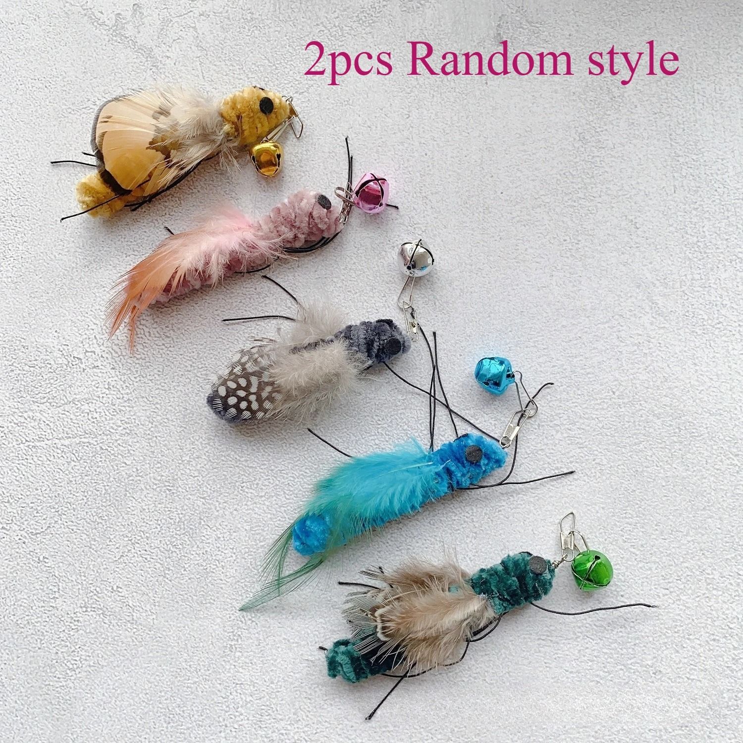 Interactive Insect Cat Wand Refills Plush Feather Bug Teaser Toy Replacement Set