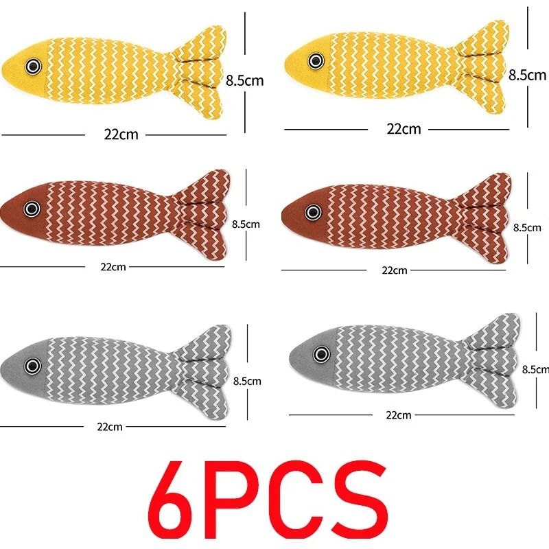 3PCS Catnip Fish Kicker Toy Set Interactive Chew & Exercise Plush Toys for Indoor Cats